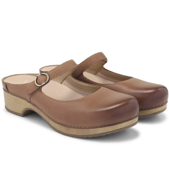 Dansko Bria Slip On Mary Jane Clog Comfort Burnished Brown Leather Size:37/7 - Picture 1 of 12